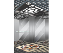 Mẫu Cabin tấm lớn ở giữa inox gương hoa văn xen inox gương hai bên 