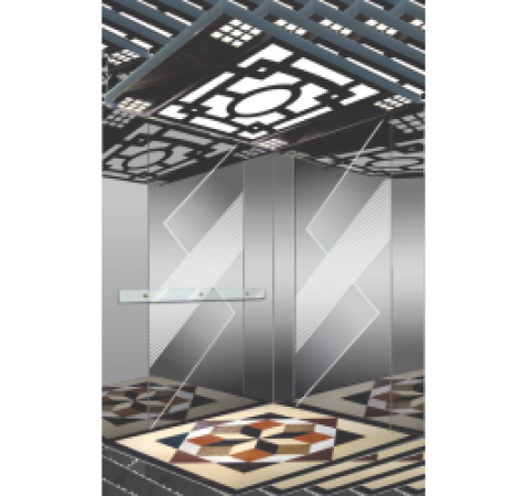Mẫu Cabin tấm lớn ở giữa inox gương hoa văn xen inox gương hai bên 